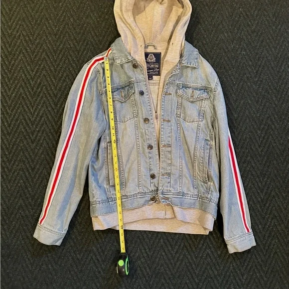 American Rag Light Blue Jean Jacket with Hood - Picture 3 of 10